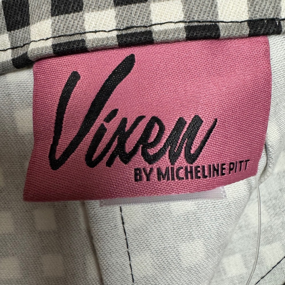 NWT Vixen Micheline Pitt Cigarette Pant Gingham Rockabilly Womens S Black White - Picture 12 of 13